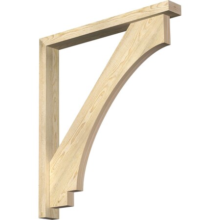 Imperial Block Rough Sawn Bracket W/ Offset Brace, Douglas Fir, 4W X 34D X 38H